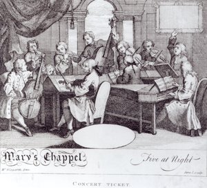 Bilet na koncert do Kaplicy Marii autorstwa William Hogarth