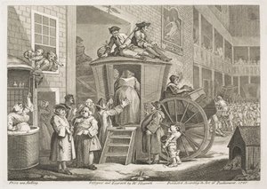 Dyliżans albo dziedziniec gospody na wsi autorstwa William Hogarth