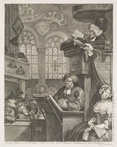 Śpiący wierni autorstwa William Hogarth