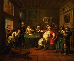 Falstaff bada swoich rekrutów z Henryka IV Szekspira, 1730 autorstwa William Hogarth