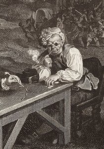 Cztery odbitki z wyborów / Die Parlamentswahlen. Arkusz 2: Canvassing for Votes / Stimmenfang (detal, patrz także zdjęcie nr 51281). 1757 autorstwa William Hogarth