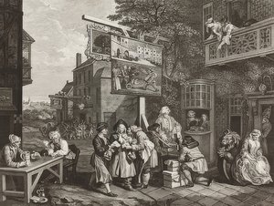 Cztery druki o wyborach / wyborach powszechnych. Arkusz 2: Akwizycja do głosowania. 1757 autorstwa William Hogarth