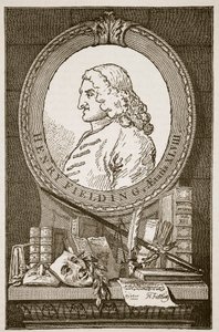 Henry Fielding, ilustracja z „Ilustrowanej historii Anglii Cassella” (zdjęcie w sepii) autorstwa William Hogarth