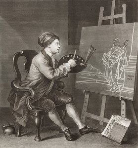 Hogarth Painting the Comic Muse / Hogarth malt die komische Muse. 1764 autorstwa William Hogarth