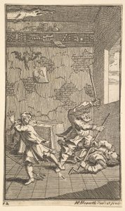 Hudibras bijący Sidrophela i Whachuma Siedemnaście małych ilustracji dla Samuela Butlera..., 1721-26. autorstwa William Hogarth