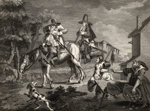 Hudibras Sallies Forth, z „Hudibras” Samuela Butlera (1612-80) rytego przez C. Armstronga, z „Prac Williama Hogartha”, wydana w 1833 r. autorstwa William Hogarth