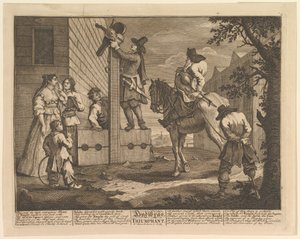 Hudibras Triumphant Dwanaście dużych ilustracji dla Samuela Butlersa Hudibras, płyta 4, 1725-68. autorstwa William Hogarth