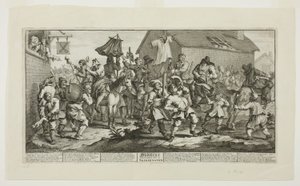 Hudibras i Skimmington, płyta siódma z Hudibras autorstwa William Hogarth