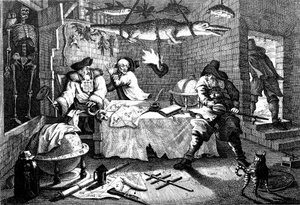 Ilustracja z wiersza Hudibras autorstwa Samuela Butlera, 1726. autorstwa William Hogarth