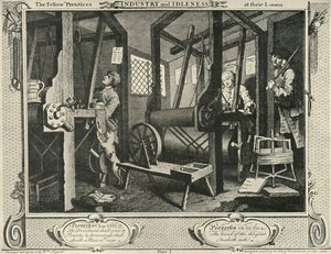 Wnętrze warsztatu tkackiego, 1747, 1925. autorstwa William Hogarth