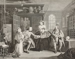 Małżeństwo à la Mode / małżeństwo według mody. Arkusz 3: Inspekcja / Hrabia i znachor. 1745 autorstwa William Hogarth
