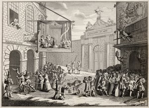 Maskarady i opery, Burlington Gate, z „Dzieła Hogartha”, wydane w 1833 r. autorstwa William Hogarth