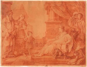 Mojżesz przyprowadzony do córki faraona autorstwa William Hogarth