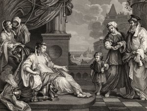 Mojżesz przed córką faraona, z „Dzieła Williama Hogartha”, wydane w 1833 r. autorstwa William Hogarth