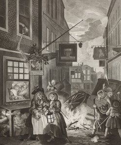 Dobranoc. Od: Cztery pory dnia / Cztery pory dnia. 1738 autorstwa William Hogarth