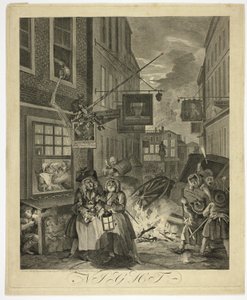 Noc, płyta czwarta z Czterech pór dnia autorstwa William Hogarth
