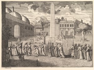 Procesja przez hipodrom, Constantinople Aubry de La Mottrayes Travels thro..., 1723-24. autorstwa William Hogarth