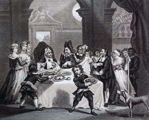 Sancho na uczcie, zagłodzony przez swojego lekarza – William Hogarth autorstwa William Hogarth