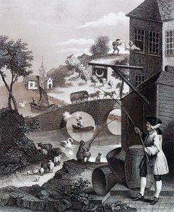 Satyra na fałszywą perspektywę autorstwa William Hogarth