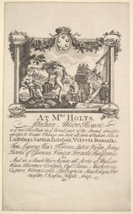 Karta sklepowa dla pani Holts Italian Warehouse, 1720-72. autorstwa William Hogarth