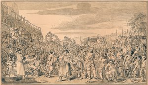 Szkic do płyty XI Przemysłu i bezczynności, 1747 autorstwa William Hogarth