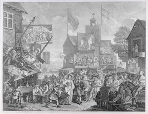 Targi w Southwark, 1733 autorstwa William Hogarth