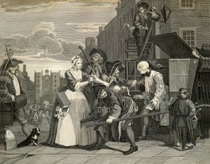Sceny uliczne w Londynie, William Hogarth (1697-1764), rycina, Anglia autorstwa William Hogarth