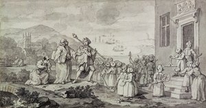 Study for the Foundlings (pióro, tusz i pranie na papierze) autorstwa William Hogarth