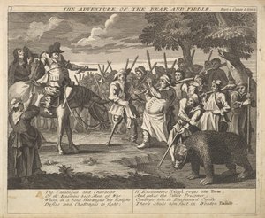 Przygoda niedźwiedzia i skrzypce Płyta 3: Ilustracje do Samuela Butlersa..., 1725-30 . autorstwa William Hogarth