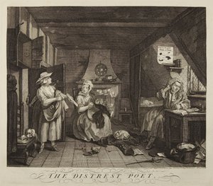Udręczony poeta autorstwa William Hogarth