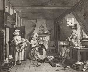 Znękany poeta / Der notleidende Dichter. 1736/40 autorstwa William Hogarth