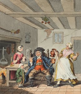 Powrót rolnika, ilustracja z „Hogarth Restored: The Whole Works of the sławny William Hogarth, ponownie grawerowany przez Thomasa Cooka”, wyd. 1812 (grawerowanie ręcznie kolorowane) autorstwa William Hogarth