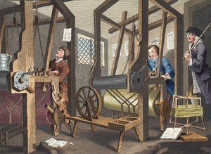 The Fellow „Prentices at their Looms”, płyta I „Przemysł i bezczynność”, ilustracja z „Hogarth Restored: The Whole Works of the sławny William Hogarth, ponownie grawerowany przez Thomasa Cooka”, wyd. 1812 autorstwa William Hogarth