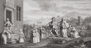 The Foundlings, grawerowane przez F. Morellona La Cave autorstwa William Hogarth