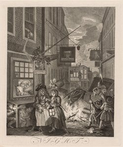 Cztery pory dnia: noc autorstwa William Hogarth
