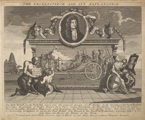 Frontyspis i jego wyjaśnienie, płyta 1: Ilustracje do Samuela Butlersa Hud..., 1725-30 . autorstwa William Hogarth