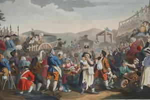 The Idle „Prentice Executed at Tyburn, tablica XI „Industry and Idleness”, ilustracja z „Hogarth Restored: The Whole Works of the słynny William Hogarth, ponownie wygrawerowany przez Thomasa Cooka”, wyd. 1812 (rycina ręcznie kolorowana) autorstwa William Hogarth