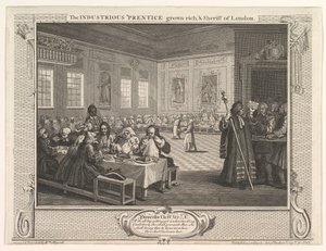The Industrious Prentice Grown Rich and Sheriff of London Industry and Idl..., 30 września 1747. autorstwa William Hogarth
