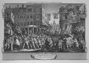 The Industrious Prentice Lord-Mayor of London – Tablica 12 z „Przemysłu i bezczynności”, 1747 autorstwa William Hogarth