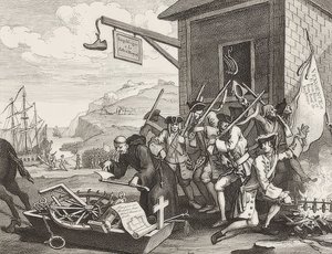 Inwazja, płyta 1: Francja / Die Invasion, Blatt 1: Francja. 1756 autorstwa William Hogarth