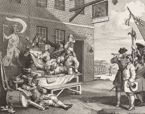 Inwazja, płyta 2: Anglia / Die Invasion, Blatt 2: Anglia. 1756 autorstwa William Hogarth