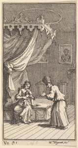 Nowa metamorfoza, płyta 5: Fantasio, przemieniony w lapdoga, z Donną The..., 1724. autorstwa William Hogarth