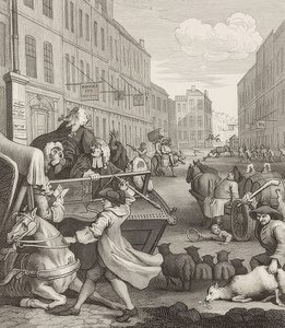Drugi etap okrucieństwa. Od: Cztery etapy okrucieństwa / Cztery etapy okrucieństwa. 1751 autorstwa William Hogarth