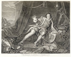 Aktor David Garrick w roli Ryszarda III, 1746 autorstwa William Hogarth
