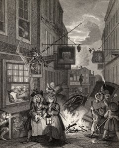 Pory dnia: noc, z „Dzieła Williama Hogartha”, opublikowane w 1833 r. autorstwa William Hogarth