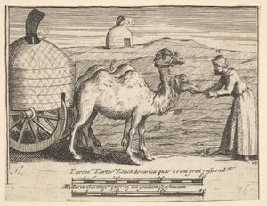 Dwa dromadery Aubry de La Mottrayes Podróżuje po Europie, Azji i części ..., 1723-24. autorstwa William Hogarth