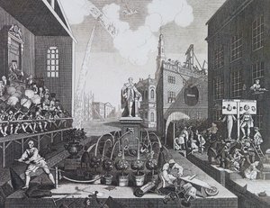 Dwóch przestępców pod pręgierzem lub dyby w Londynie autorstwa William Hogarth