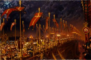London Bridge w noc małżeństwa księcia i księżnej Walii, 1863 r autorstwa William Holman Hunt