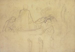 Studia do postaci Doktora, Żałobników i Minerwy autorstwa William Holman Hunt