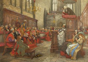 John Wesley wygłasza kazanie przed burmistrzem i korporacją Bristolu autorstwa William Holt Yates Titcomb